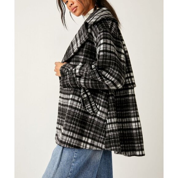 FREE PEOPLE Highlands Wool Peacoat / Salt & Pepper - Picture 5 of 8